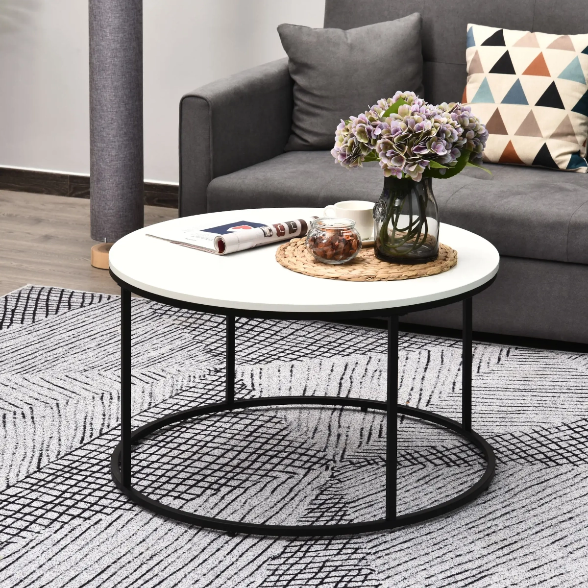 HOMCOM Round Coffee Table