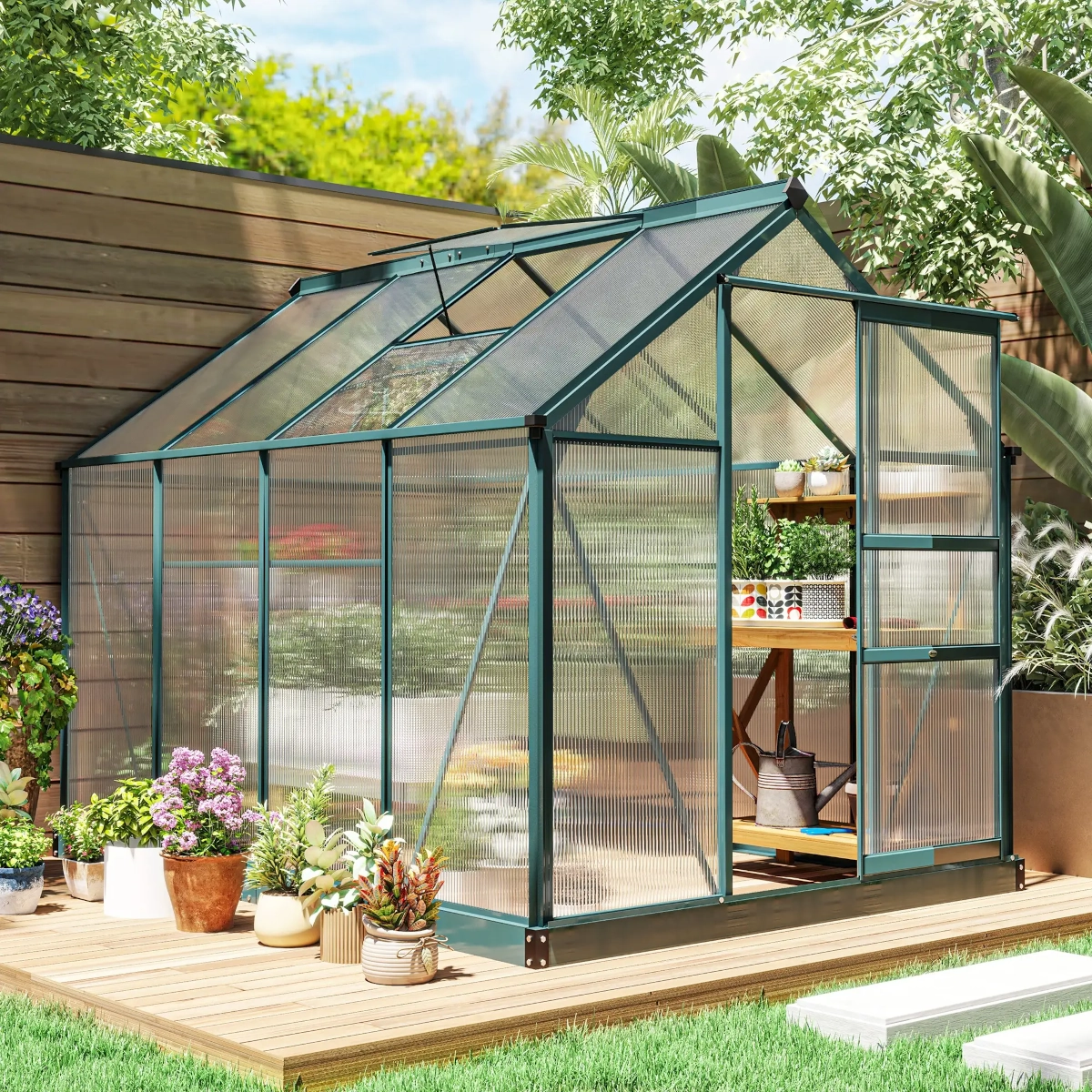 Outsunny 6.2_ x 8.3_ x 6.6_ Polycarbonate Greenhouse,