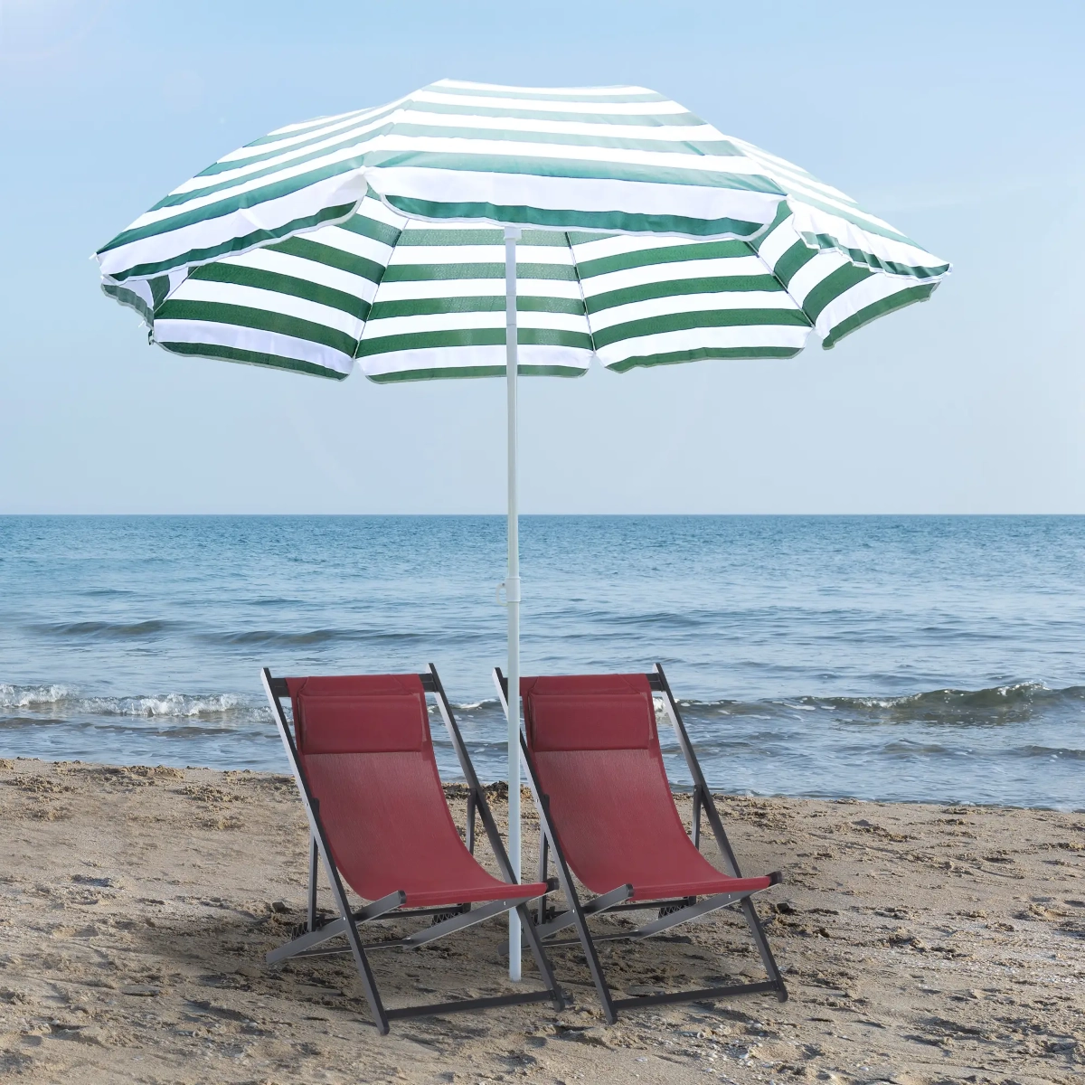 Outsunny 6FT Beach Umbrella with Crank Sunshade