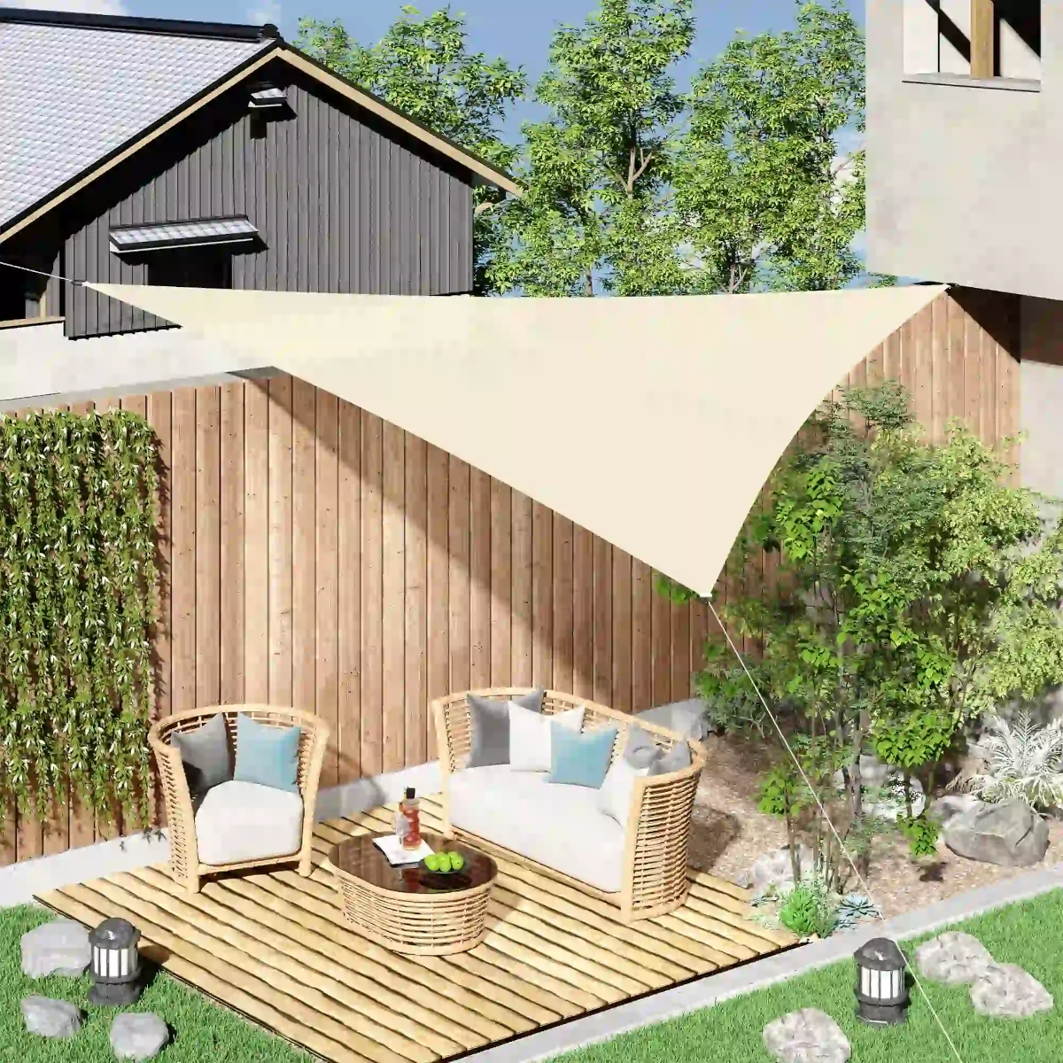 Outsunny Triangle 10_ x 10_ x 10_ Outdoor Sun Shade Sail