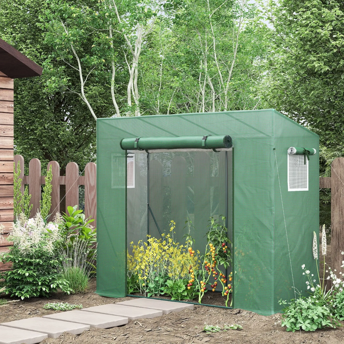 Outsunny Walk-In Garden Greenhouse Greenhouse with Steel Frame