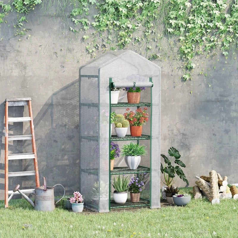 Portable Greenhouse with 4 Tier Shelves Outdoor Hot House Plant Flower Greenhouse