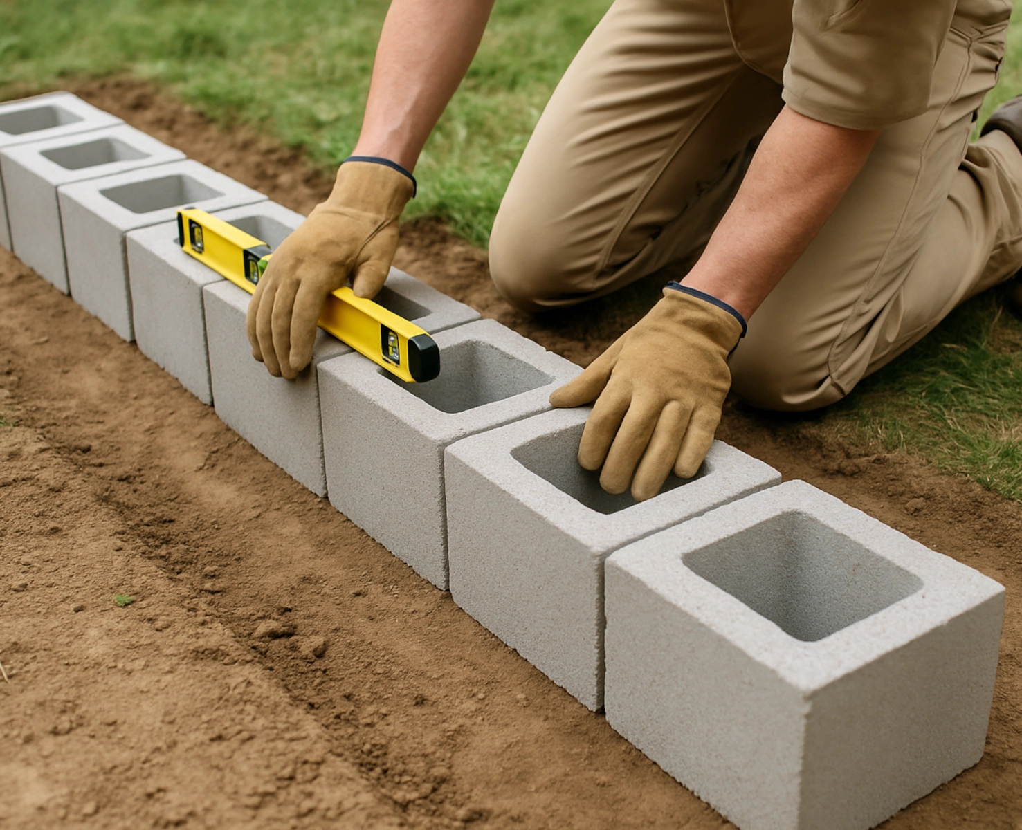 Building the Base Layer of Concrete Blocks