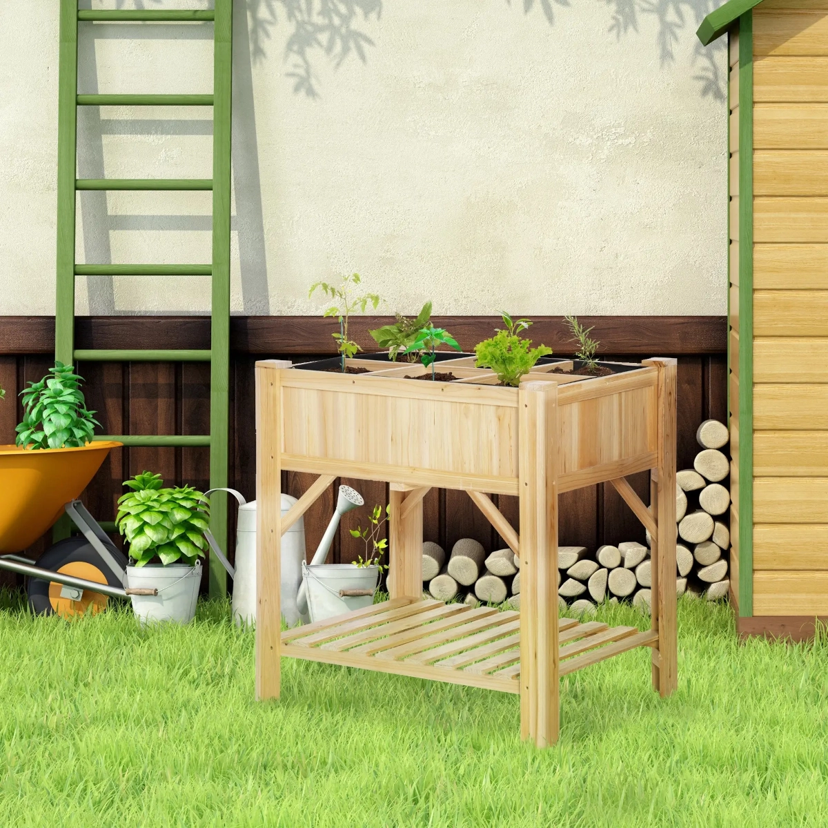 Outsunny 6 Pocket Raised Garden Bed