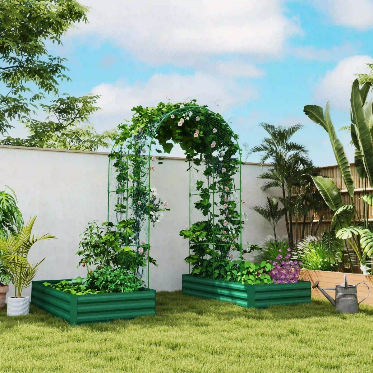 Outsunny Raised Garden Bed with Trellis