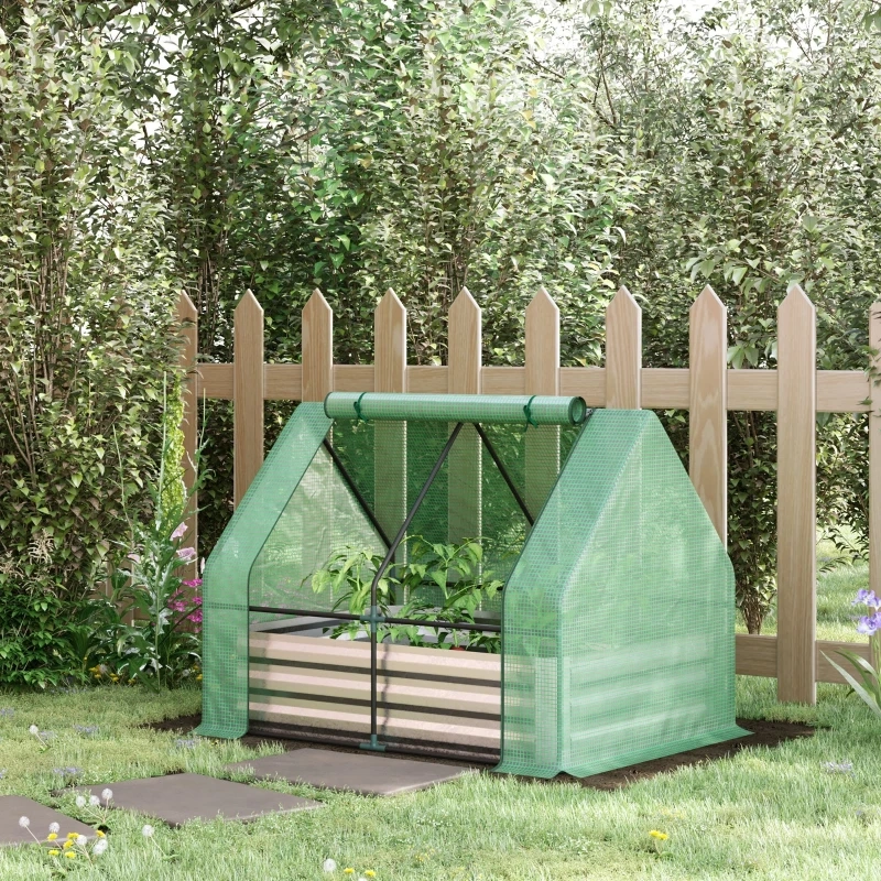 Outsunny Steel Outdoor Raised Garden Bed with Greenhouse