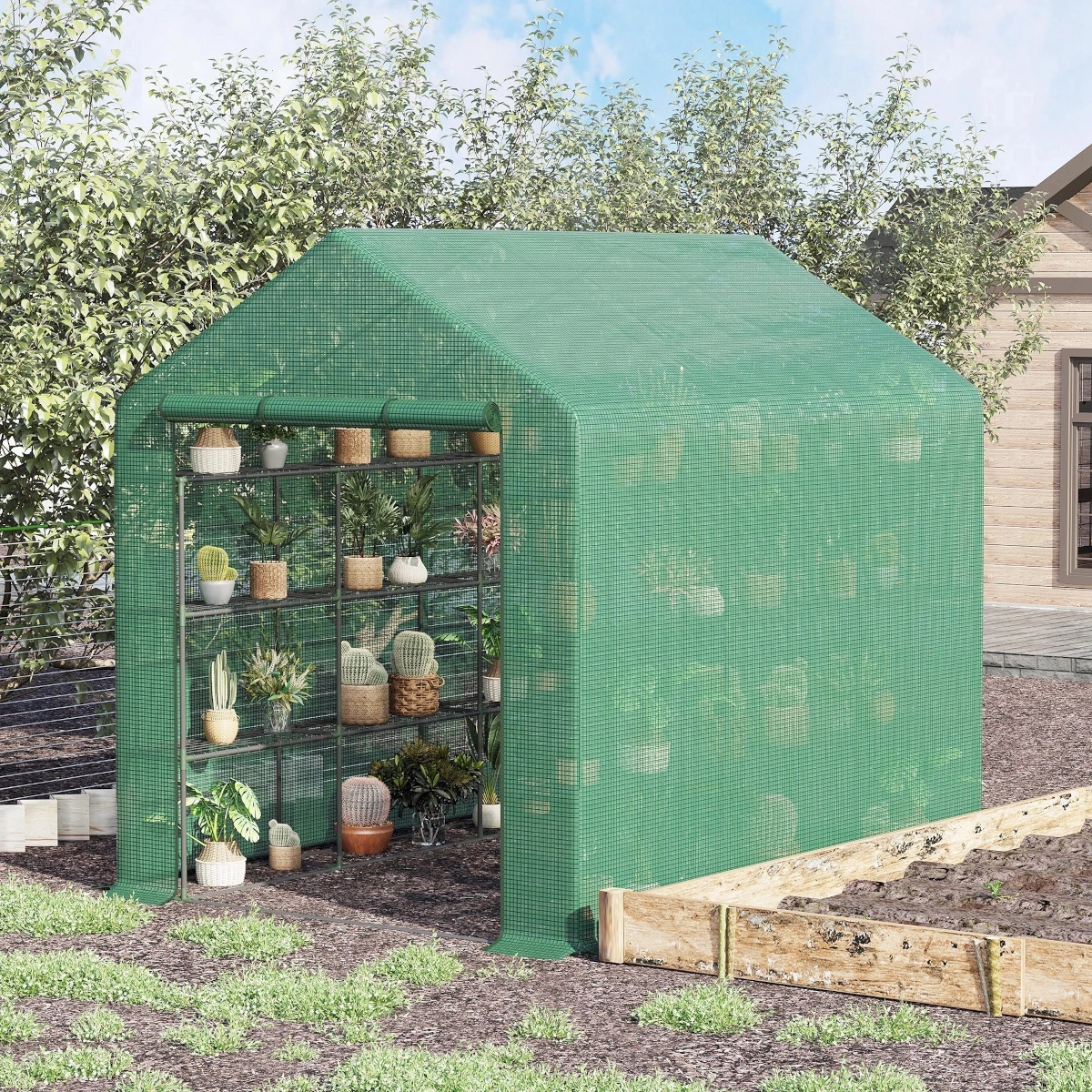 Portable Walk-In Greenhouse Hot House with 18 Shelves