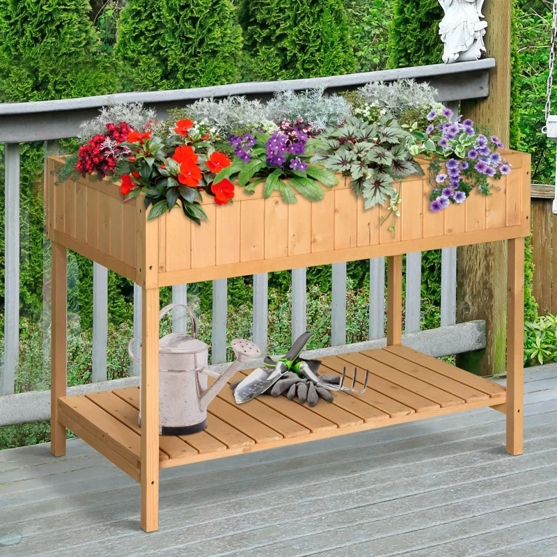 Wooden Plant Stand with 8 Grid Box