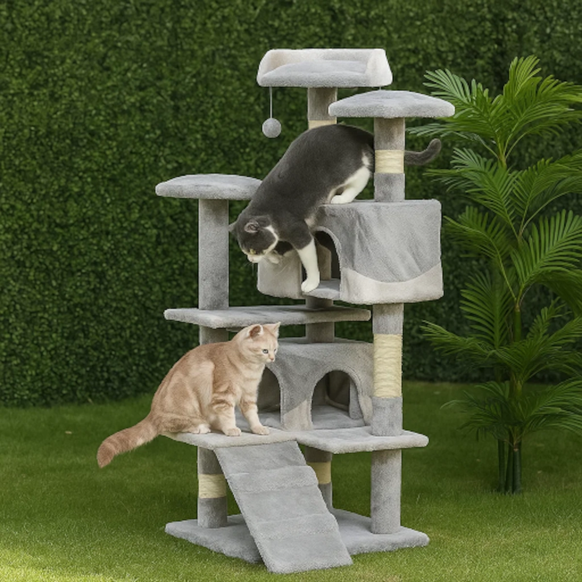 Cat tree and cozy furniture alternatives to keep cats off patio or garden furniture