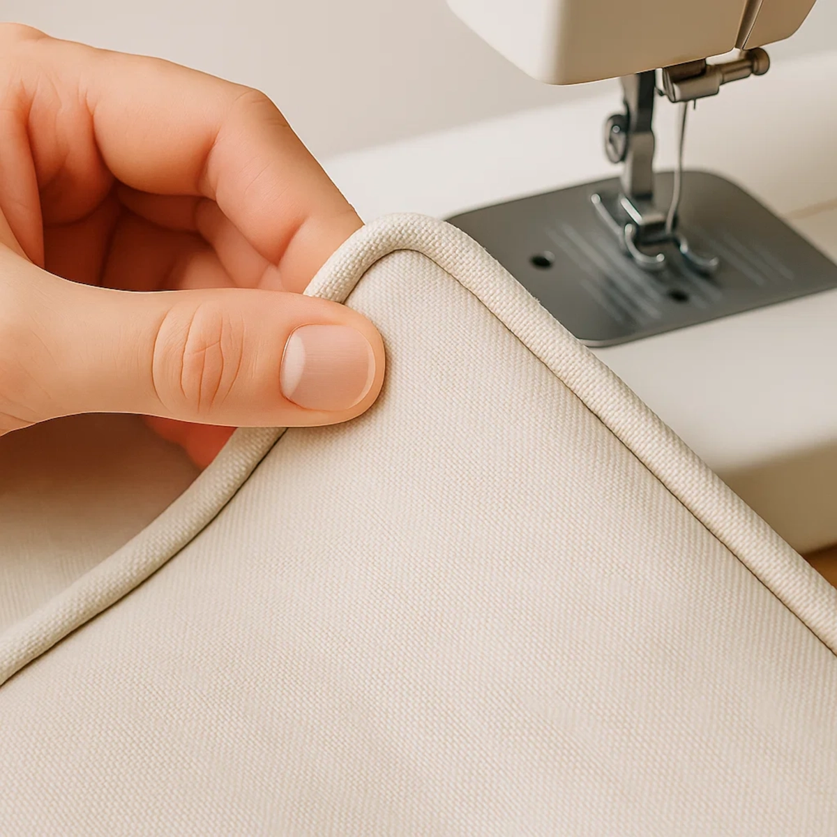 Adding decorative piping to cushion edges for a professional upholstered look.