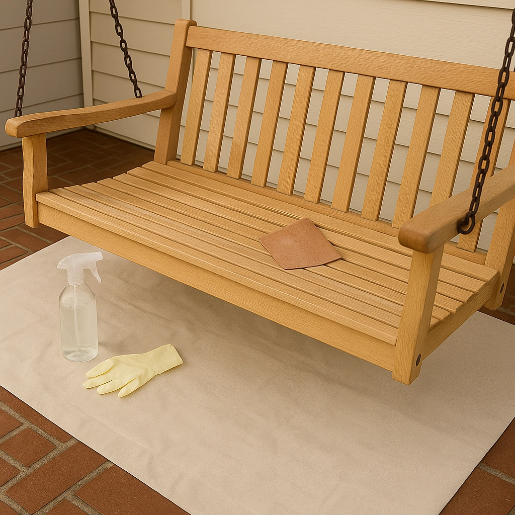 Cleaning and prepping your porch swing surface before applying any paint or primer.