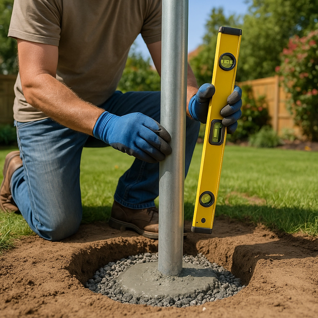 Installing vertical posts to create additional anchor points for the shade sail.
