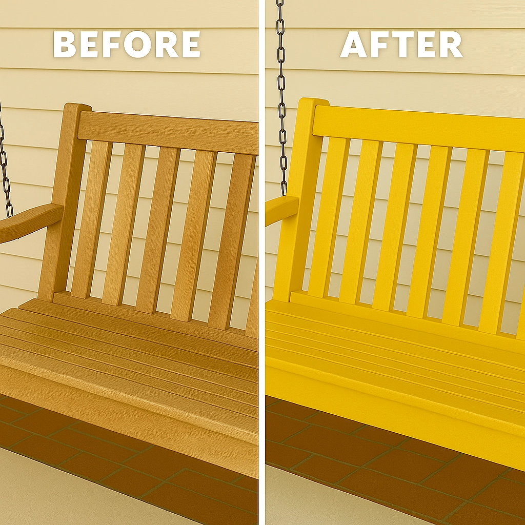 Allowing painted porch swing to fully cure for a durable and long-lasting finish.