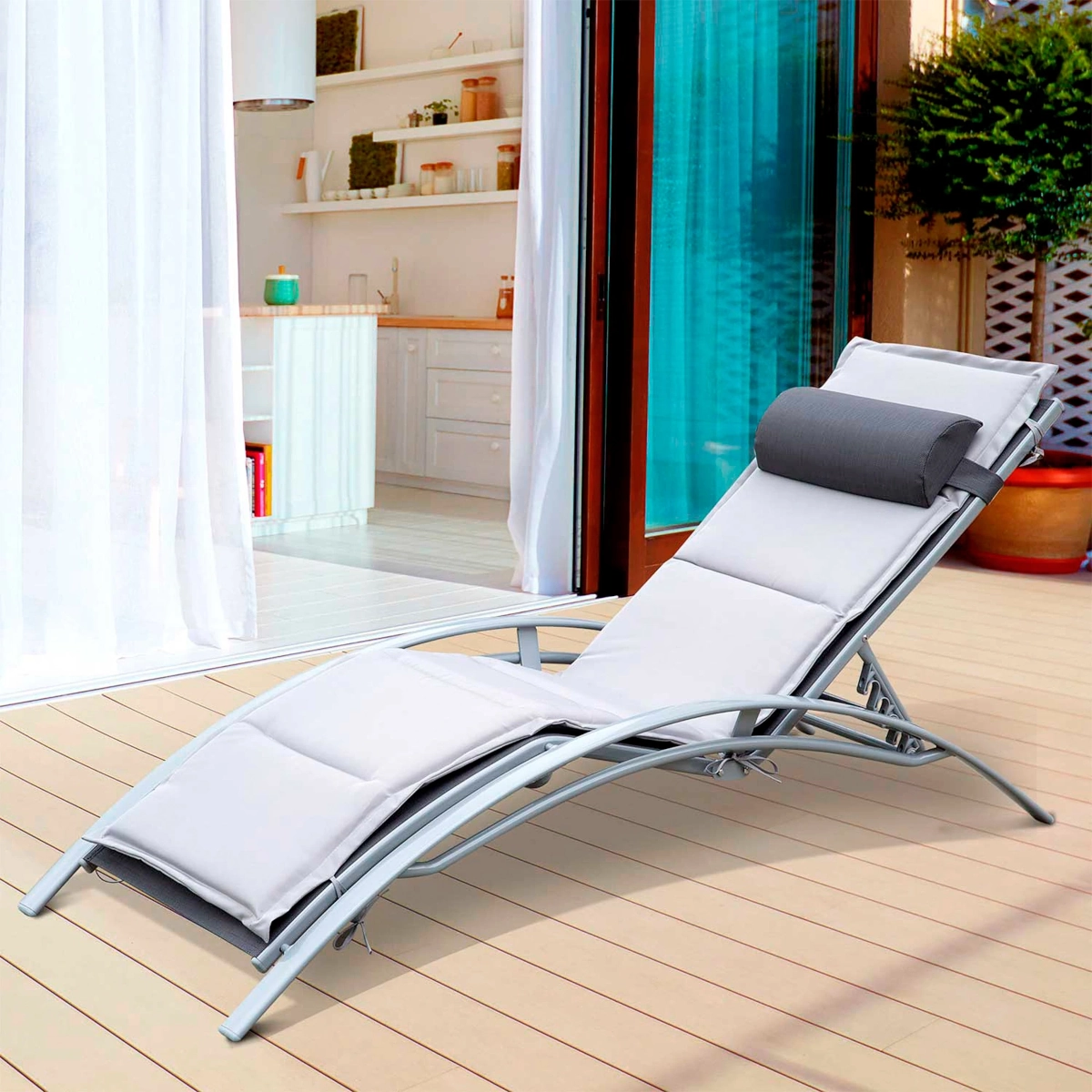Comfortable lounge chair with a matching ottoman in a stylish living room.