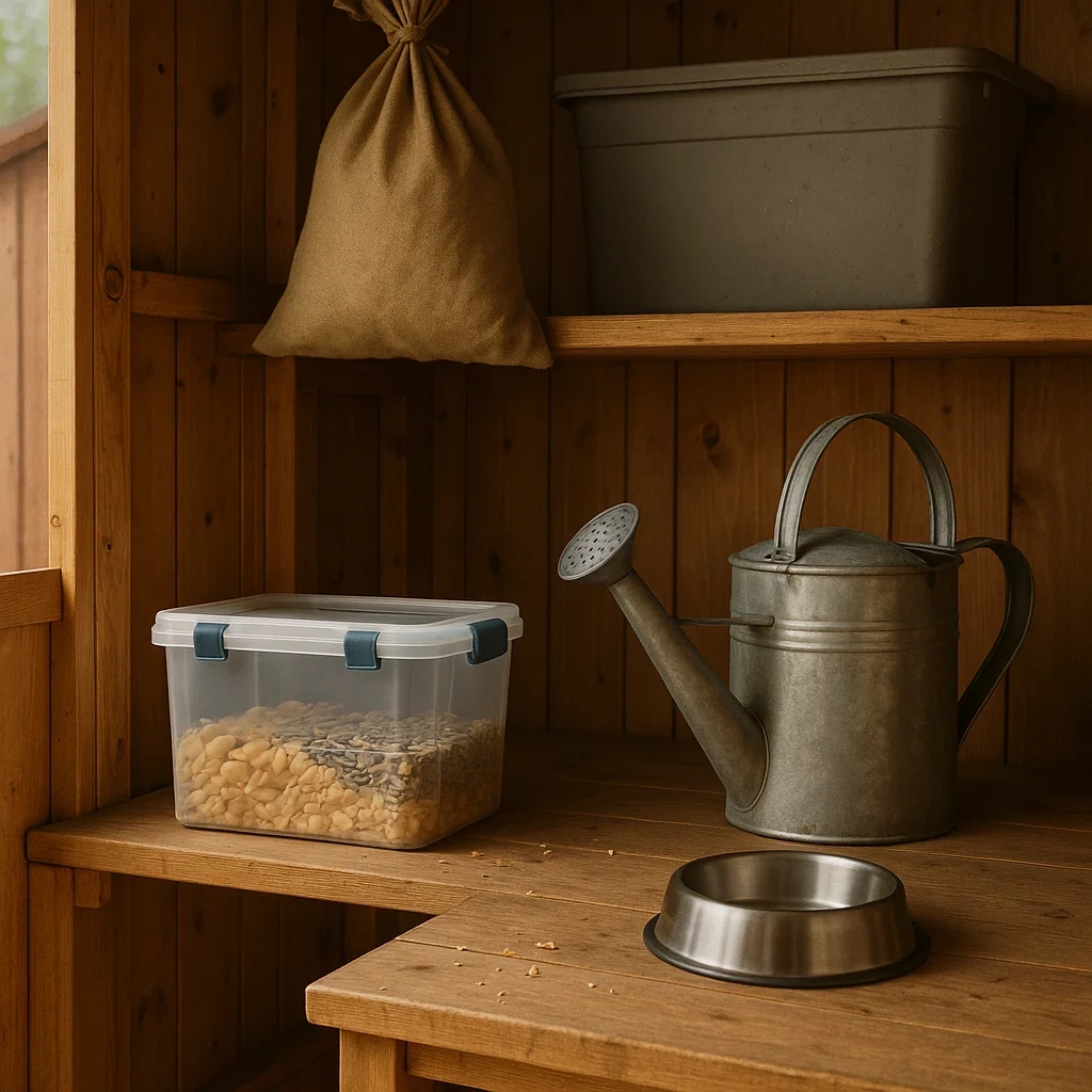 Storage of food in airtight containers to prevent rodent access.