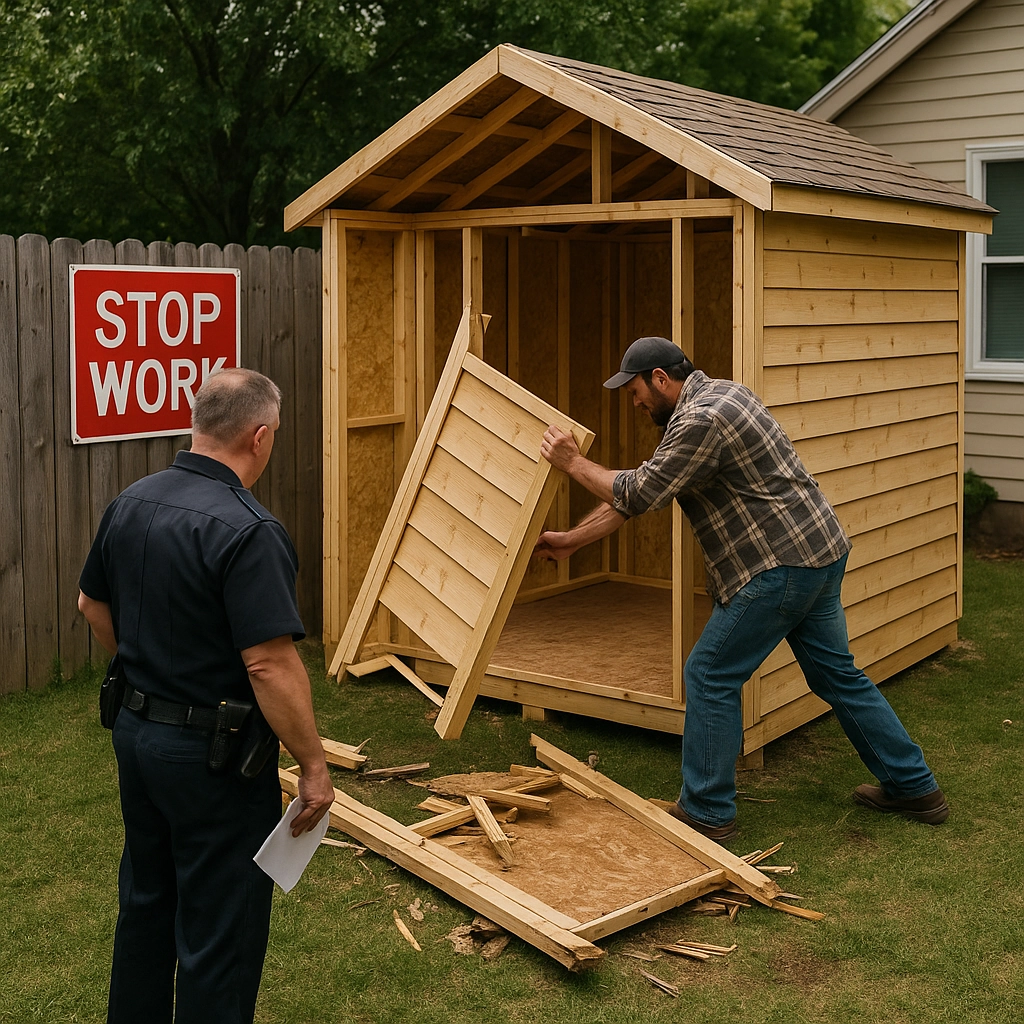 Risks of skipping shed permits include fines, removal, resale issues, and legal troubles.