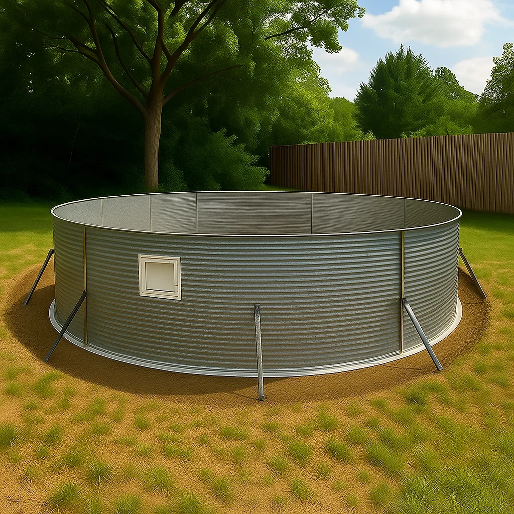 Sand being shaped into a smooth curved cove along the edge of a pool base.