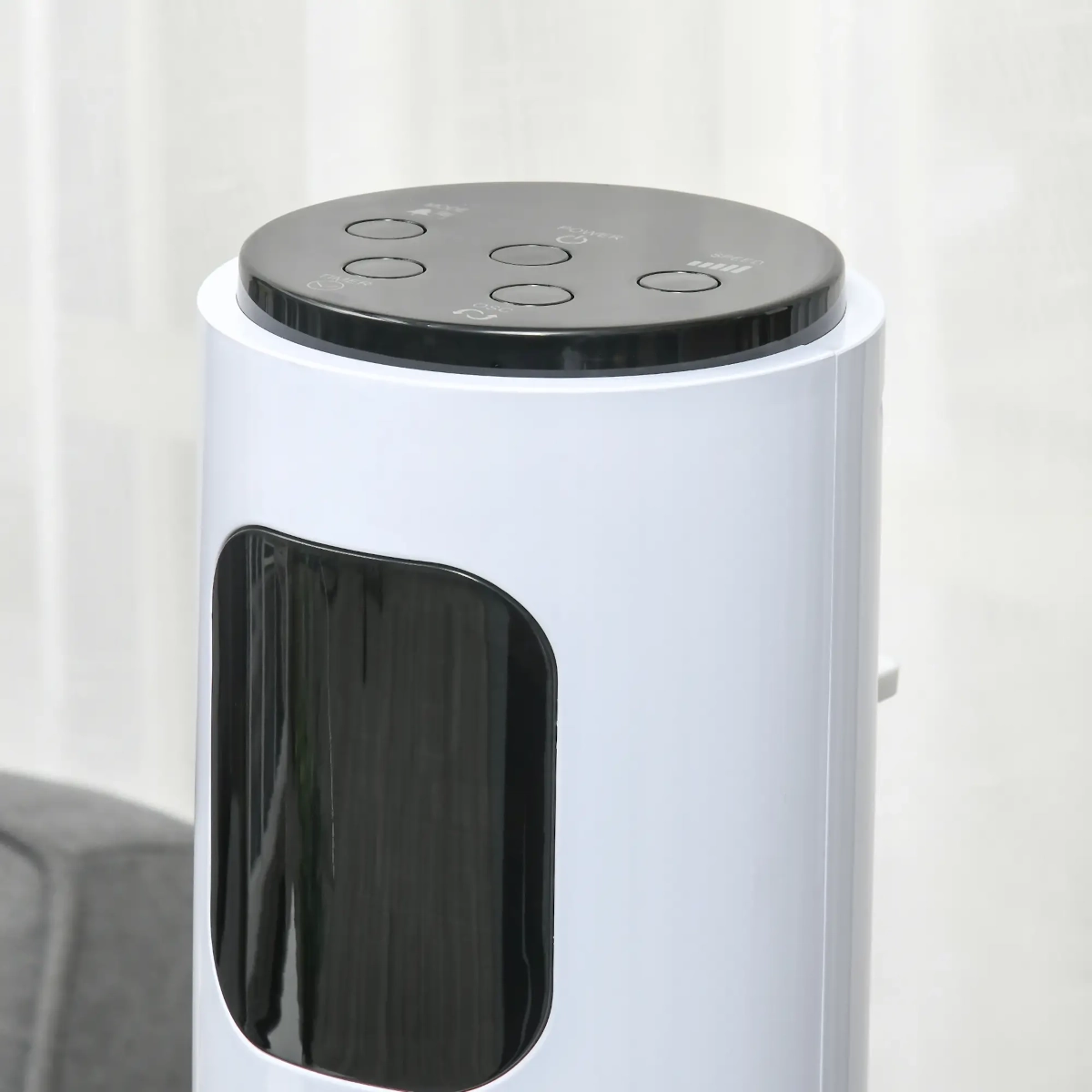 Tower fan with sleek, modern design fitting home décor.