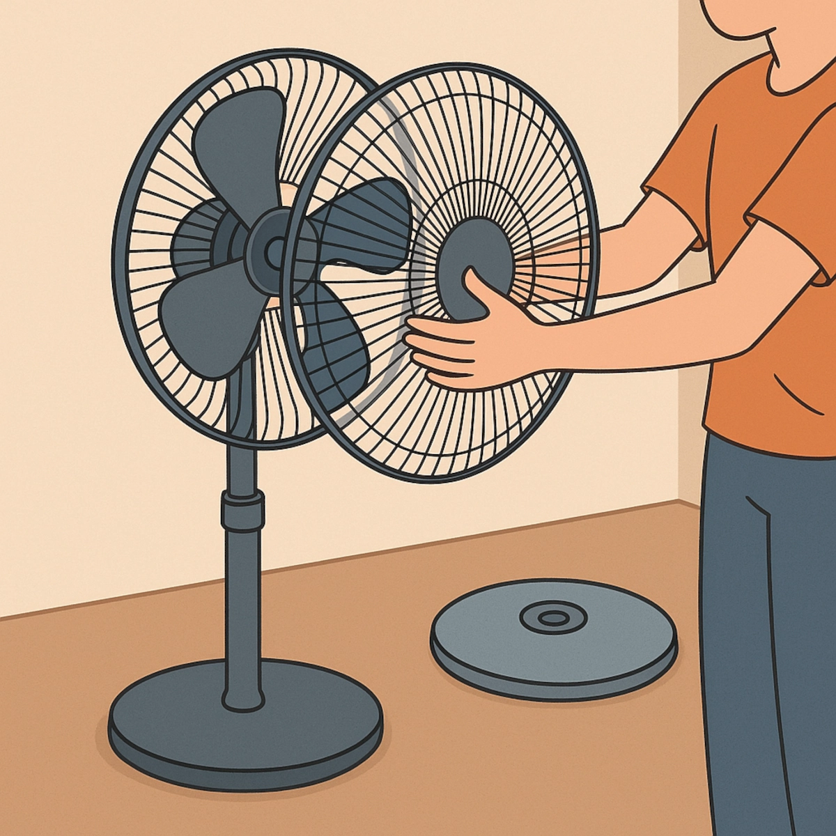 Removing front grill from fan for deep cleaning