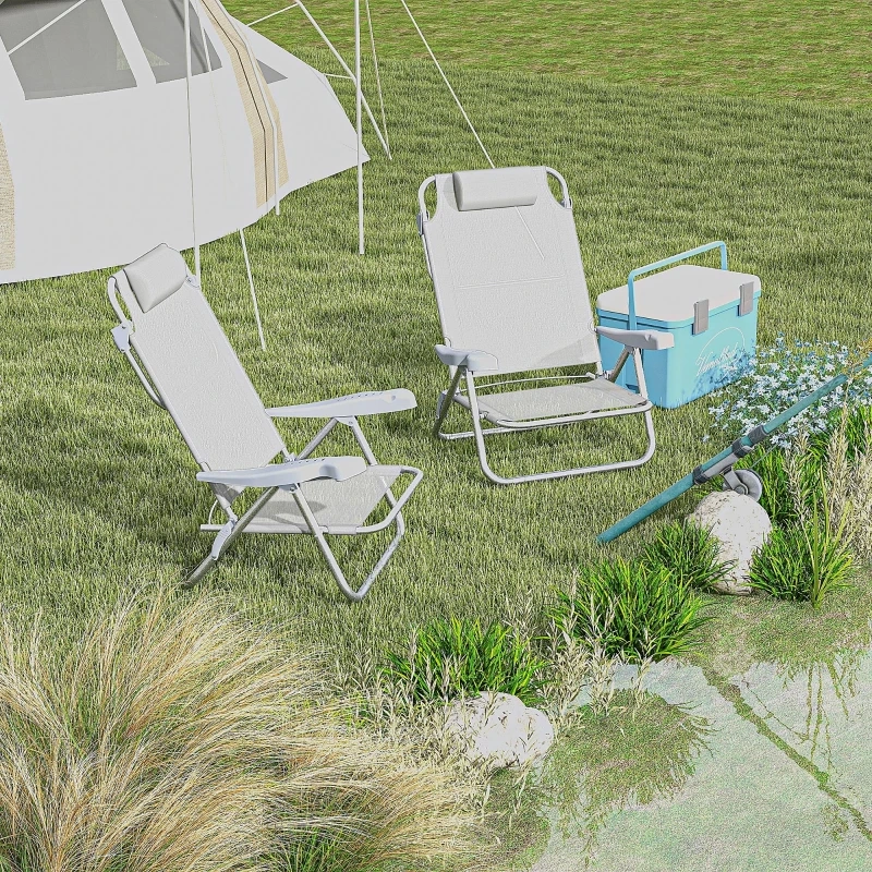 Fishing chair with adjustable reclining backrest and armrests, designed for outdoor comfort.