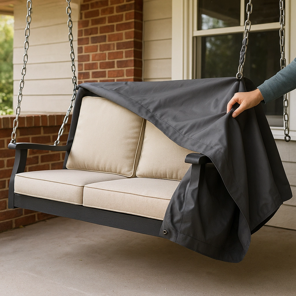Cleaning and protecting outdoor porch swing fabric to extend its life and prevent fading.
