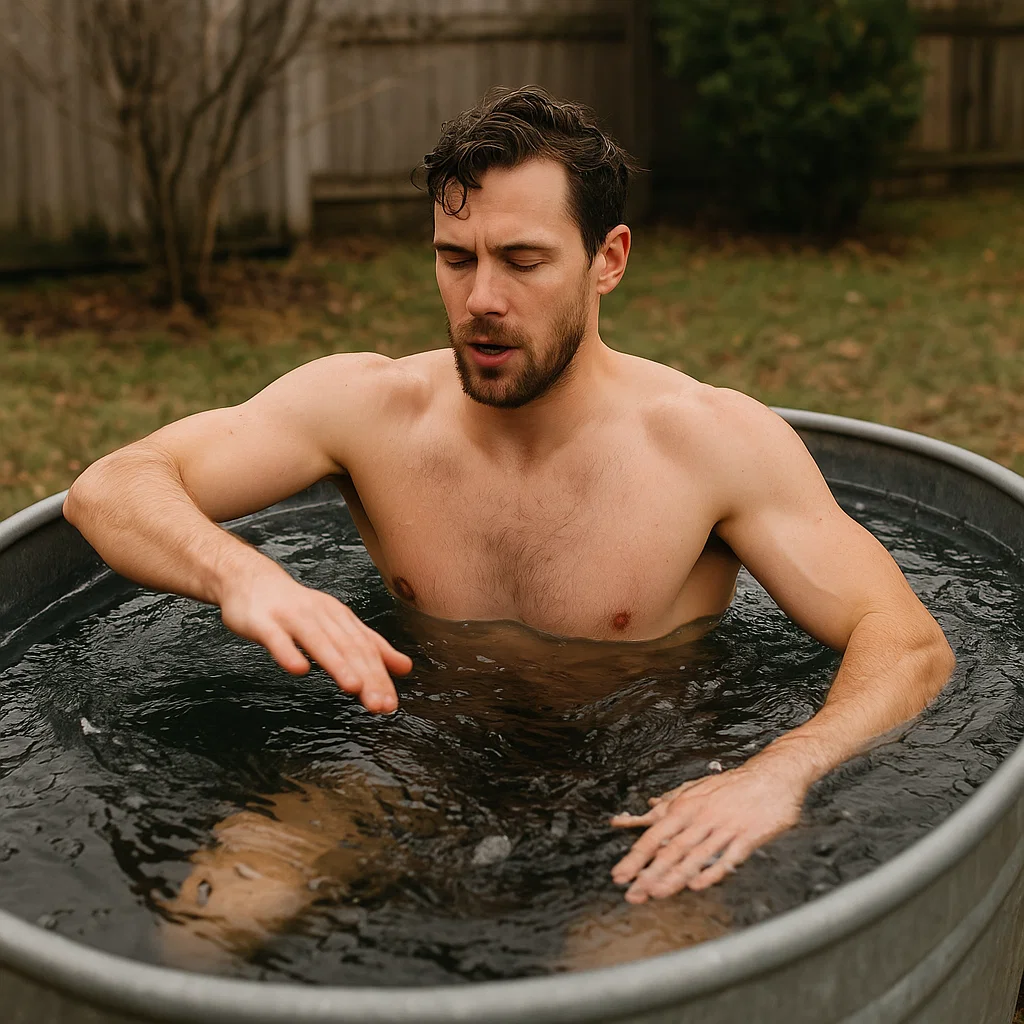 Gentle arm and leg movements performed to stimulate circulation in cold plunge.