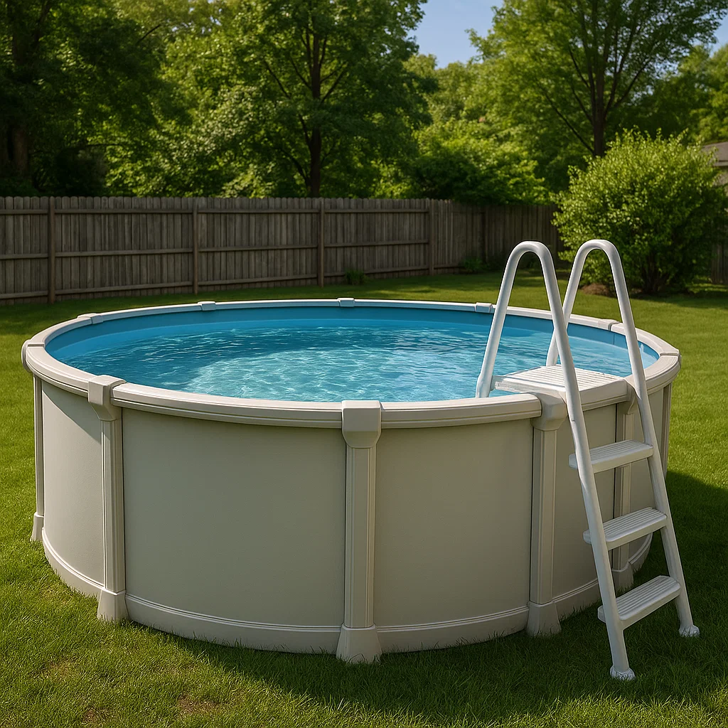 Resin frame above-ground pool offering rust-proof construction and easy maintenance.