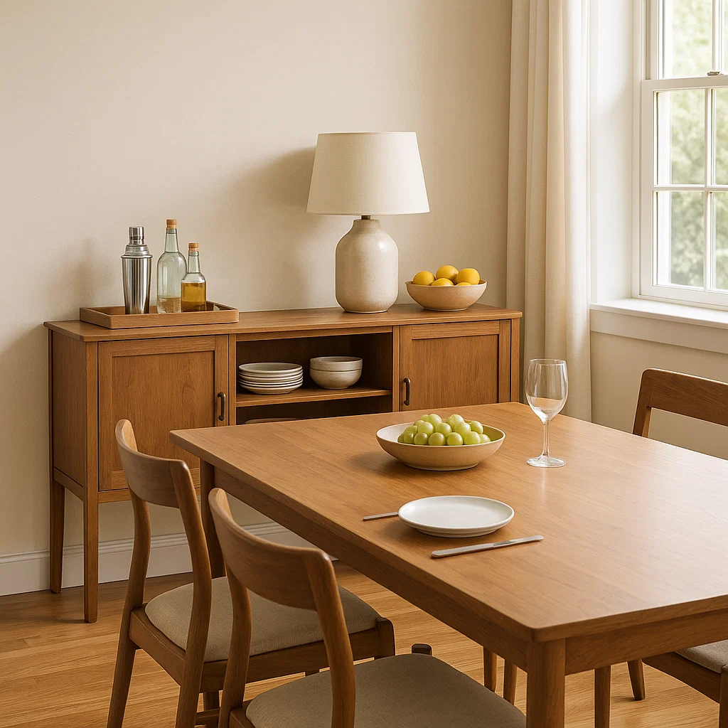 Dining room featuring a stylish console table for both entertaining and everyday dining