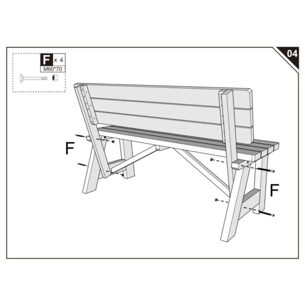 Backrest panel being bolted onto angled support frames